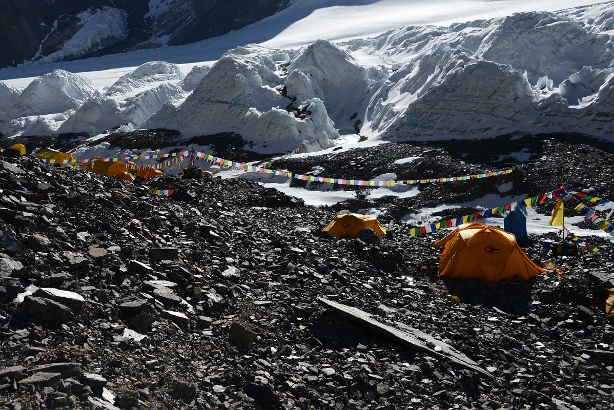 32 Expedition Tents Next To The East Rongbuk Glacier At Mount Everest North Face Advanced Base Camp 6400m In Tibet